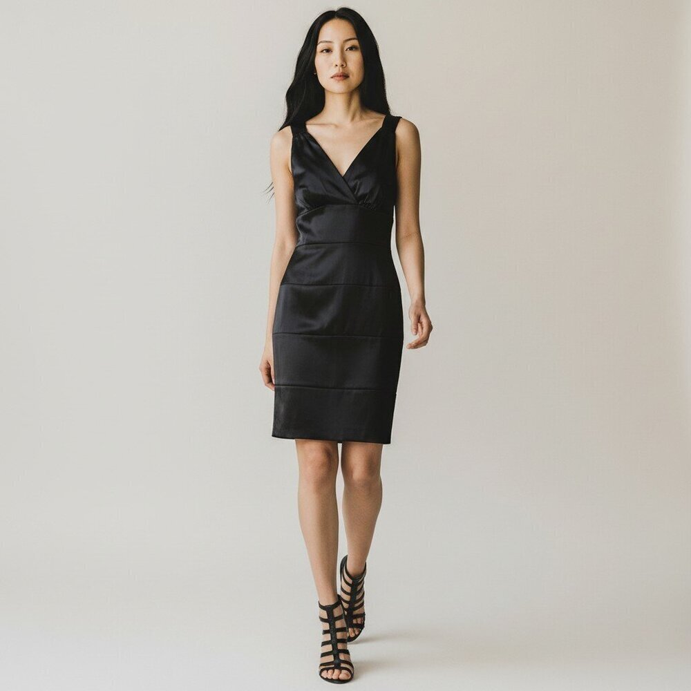 NWT Bisou Bisou Black Satin Bandage Dress Super Sexy Classy Cocktail Party Sz 10 - Picture 14 of 16